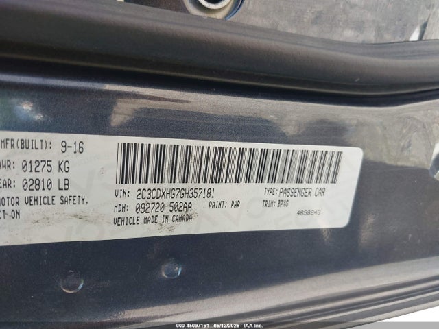 Dodge Charger Sxt 2016 2C3CDXHG7GH357181 Image 9