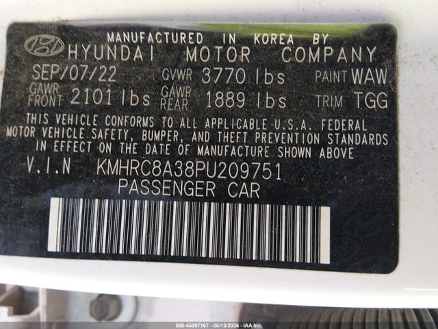 Auction sale of the 2023 Hyundai Venue Sel, vin: KMHRC8A38PU209751, lot number: 45097167
