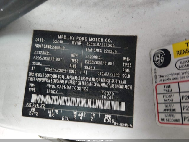 Продажа на аукционе авто 2010 Ford Transit Connect Xlt, vin: NM0LS7BN9AT035173, номер лота: 45097264