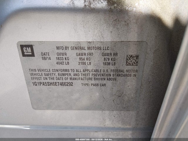 Продаж на аукціоні авто 2014 Chevrolet Cruze Ls Auto, vin: 1G1PA5SH6E7466292, номер лоту: 45097350