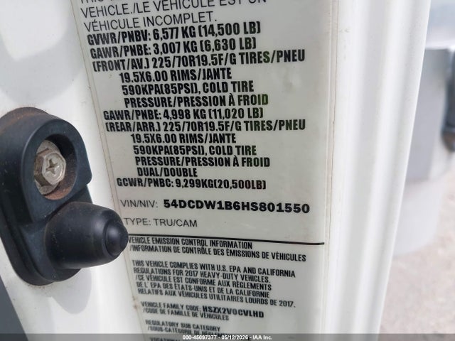2017 Chevrolet 4500 Lcf Gas მანქანა იყიდება აუქციონზე, vin: 54DCDW1B6HS801550, აუქციონის ნომერი: 45097377