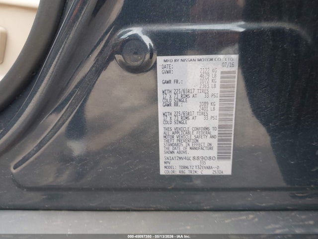Aukcja sprzedaży 2016 Nissan Rogue Sv, vin: 5N1AT2MV4GC889080, numer aukcji: 45097380