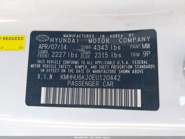 45097427 :رقم المزاد ، KMHHU6KJ0EU120442 vin ، 2014 Hyundai Genesis 3.8 R-spec مزاد بيع