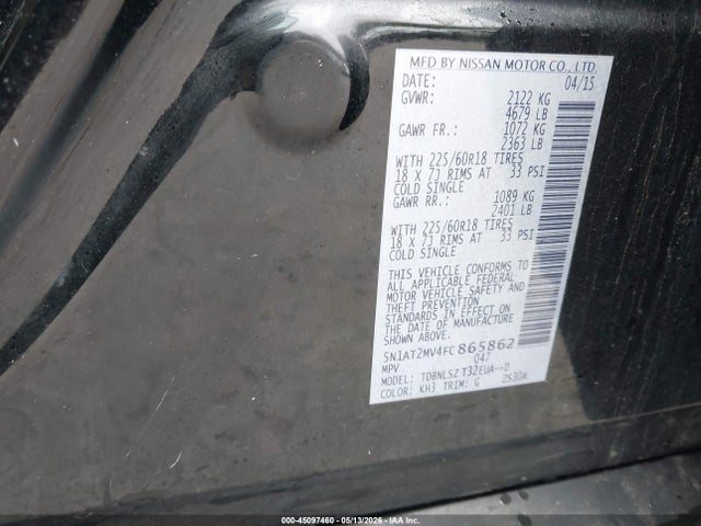 Nissan Rogue Sl 2015 5N1AT2MV4FC865862 Image 9