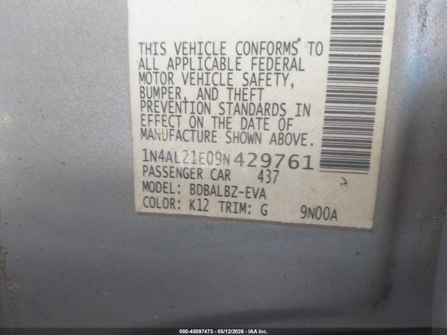 Продаж на аукціоні авто 2009 Nissan Altima 2.5 S, vin: 1N4AL21E09N429761, номер лоту: 45097473