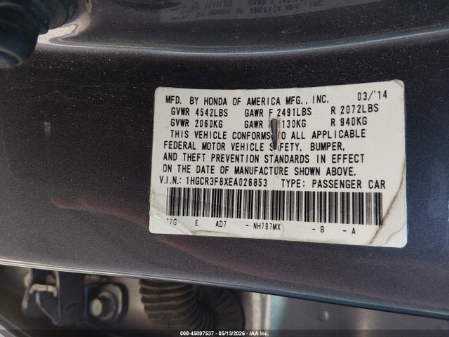 1HGCR3F8XEA026853 Honda Accord Ex-l V-6