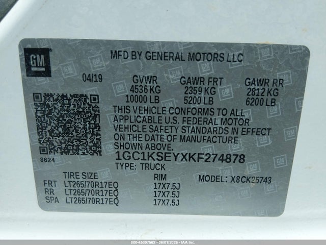 1GC1KSEYXKF274878 Chevrolet Silverado 2500hd Lt