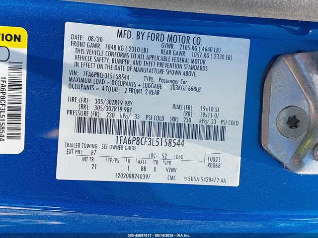 Ford Mustang Gt Fastback 2020 1FA6P8CF3L5158544 Image 9