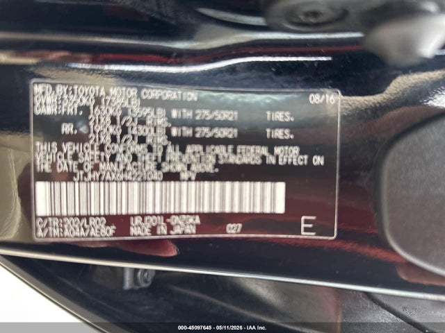 2017 Lexus Lx 570 მანქანა იყიდება აუქციონზე, vin: JTJHY7AX6H4221040, აუქციონის ნომერი: 45097645