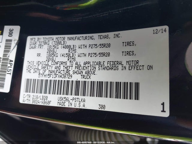 5TFHY5F13FX438729 Toyota Tundra Limited 5.7l V8