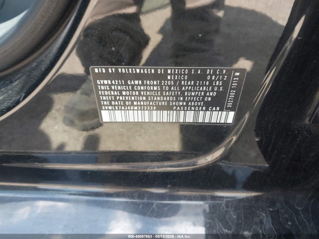 2013 Volkswagen Jetta 2.5l Sel მანქანა იყიდება აუქციონზე, vin: 3VWLX7AJ4DM373339, აუქციონის ნომერი: 45097653