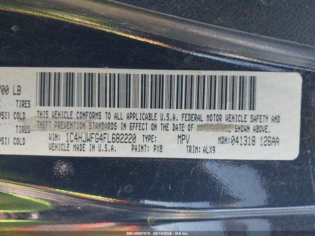 1C4HJWFG4FL682220 Jeep Wrangler Unlimited Rubicon