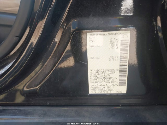 Aukcja sprzedaży 2016 Nissan Altima 2.5/2.5 S/2.5 Sl/2.5 Sr/2.5 Sv, vin: 1N4AL3AP8GN309825, numer aukcji: 45097693