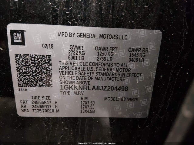Продажа на аукционе авто 2018 Gmc Acadia Sle-1, vin: 1GKKNRLA8JZ204498, номер лота: 45097703