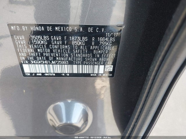 Aukcja sprzedaży 2018 Honda Fit Sport, vin: 3HGGK5H61JM725993, numer aukcji: 45097732