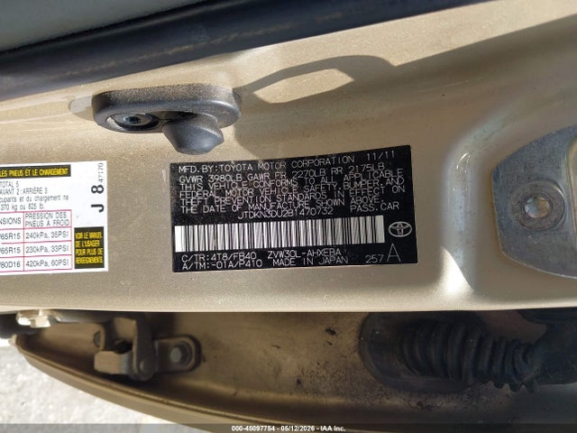 Aukcja sprzedaży 2011 Toyota Prius Two, vin: JTDKN3DU2B1470732, numer aukcji: 45097754