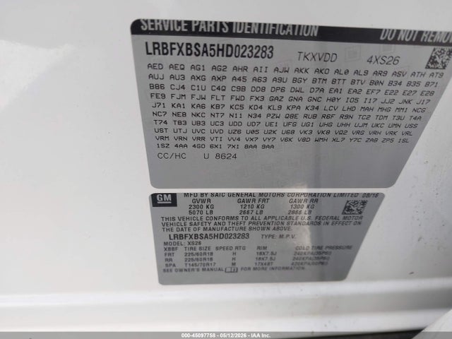 Aukcja sprzedaży 2017 Buick Envision Essence, vin: LRBFXBSA5HD023283, numer aukcji: 45097758