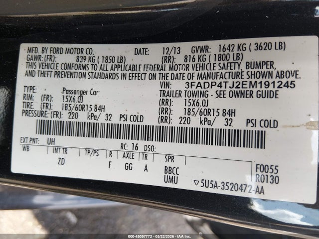 Ford FIESTA S 2014 3FADP4TJ2EM191245 Image 9