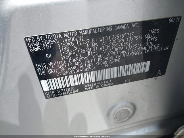 Продаж на аукціоні авто 2014 Toyota Rav4 Le, vin: 2T3BFREV0EW199554, номер лоту: 45097806