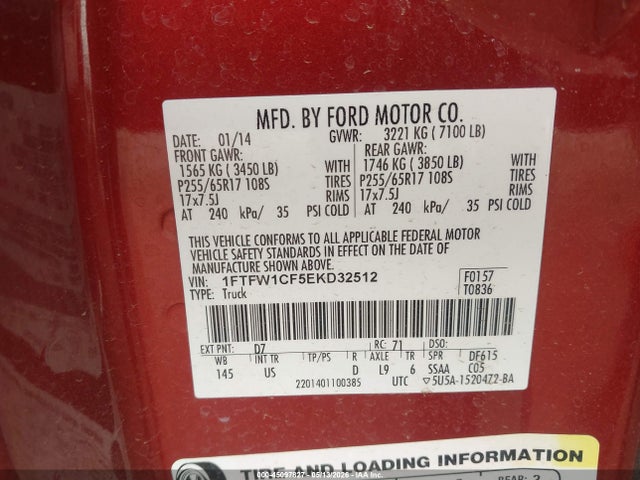 Ford F-150 Xlt 2014 1FTFW1CF5EKD32512 Image 9