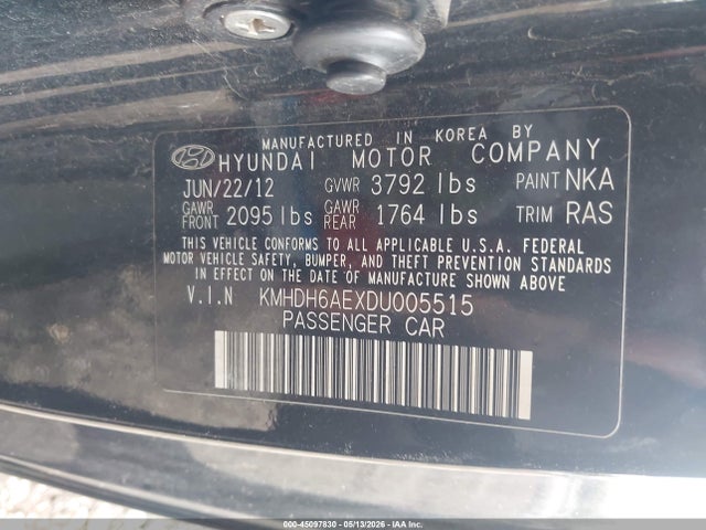 Aukcja sprzedaży 2013 Hyundai Elantra Gs, vin: KMHDH6AEXDU005515, numer aukcji: 45097830
