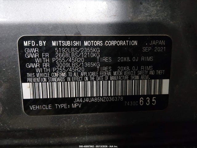 Aukcja sprzedaży 2022 Mitsubishi Outlander Black Edition S-awc/se 2.5 S-awc/se Launch Edition S-awc, vin: JA4J4UA85NZ036378, numer aukcji: 45097862