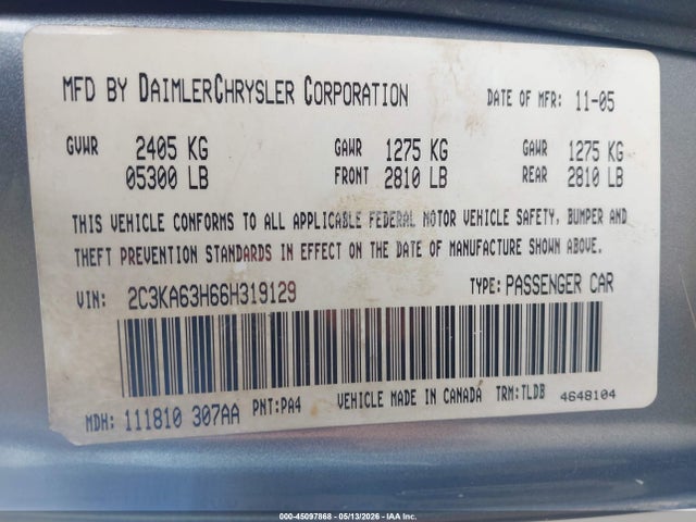 Auction sale of the 2006 Chrysler 300c, vin: 2C3KA63H66H319129, lot number: 45097868