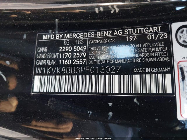 Aukcja sprzedaży 2023 Mercedes-benz Amg Sl 63 4matic, vin: W1KVK8BB3PF013027, numer aukcji: 45097939