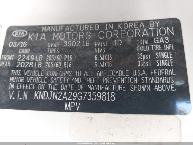 KIA Soul 2016 KNDJN2A29G7359818 Image 9