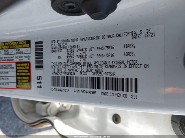 3TMAZ5CN7NM168138 Toyota Tacoma Sr5 V6