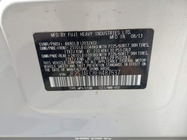 Subaru Forester 2.5i Premium 2014 JF2SJAEC8EH487537 Image 9