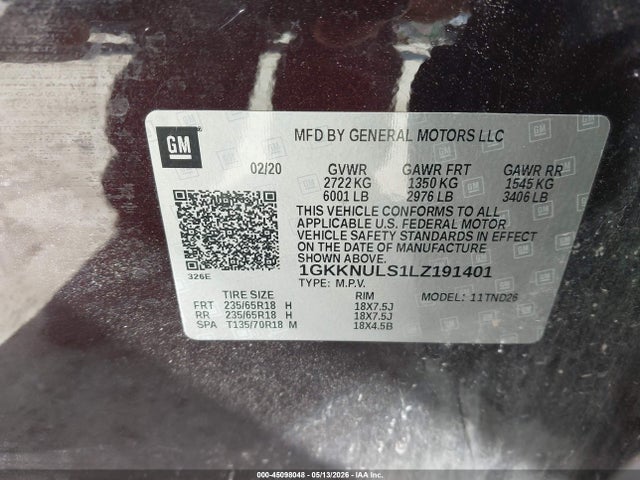 Продаж на аукціоні авто 2020 Gmc Acadia Awd Slt, vin: 1GKKNULS1LZ191401, номер лоту: 45098048