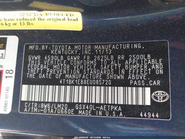 Toyota AVALON LIMITED 2014 4T1BK1EB8EU085720 Image 9