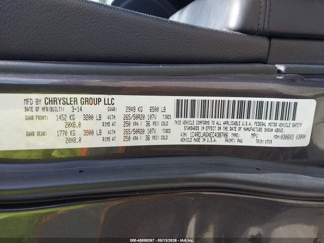 Aukcja sprzedaży 2014 Dodge Durango Sxt, vin: 1C4RDJAGXEC438706, numer aukcji: 45098267