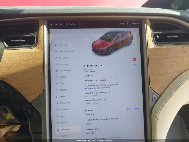 45098281 :رقم المزاد ، 5YJXCAE47LF240434 vin ، 2020 Tesla Model X Performance Dual Motor All-wheel Drive مزاد بيع