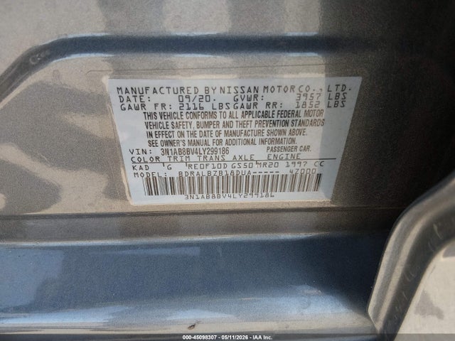 Nissan Sentra S Xtronic Cvt 2020 3N1AB8BV4LY299186 Image 9