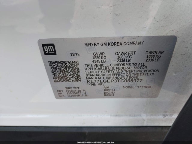 KL77LGEP3TC065977 Chevrolet Trax Fwd 1rs