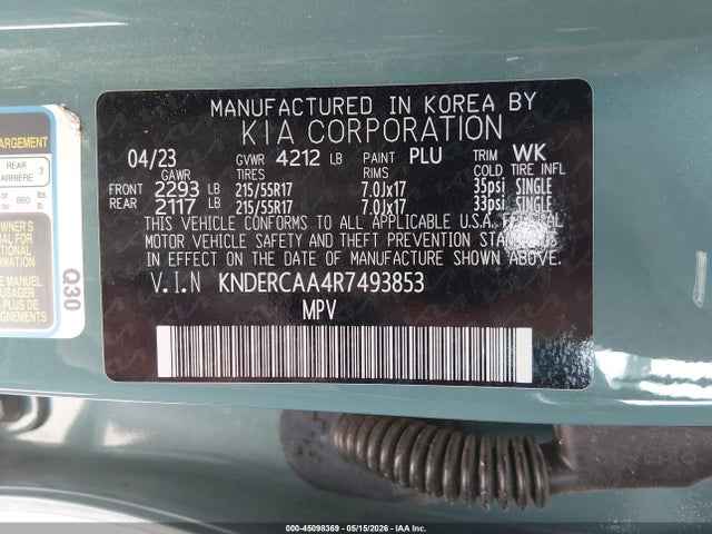 Продажа на аукционе авто 2024 Kia Seltos Ex, vin: KNDERCAA4R7493853, номер лота: 45098369