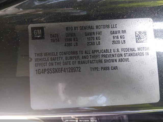 Продаж на аукціоні авто 2015 Buick Verano Leather Group, vin: 1G4PS5SK6F4128972, номер лоту: 45098416