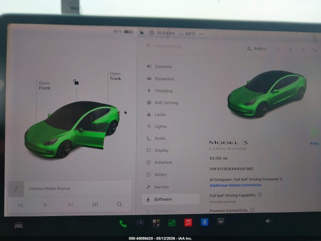 2018 Tesla Model 3 Long Range/mid Range მანქანა იყიდება აუქციონზე, vin: 5YJ3E1EA9JF047987, აუქციონის ნომერი: 45098420