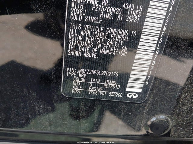 Продажа на аукционе авто 2020 Infiniti Qx80 Luxe, vin: JN8AZ2NF5L9702175, номер лота: 45098423