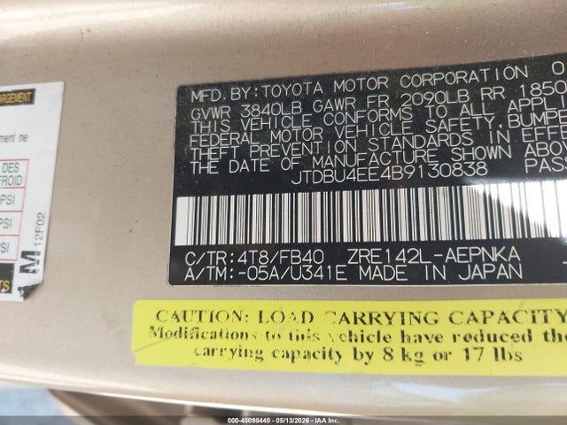 Продаж на аукціоні авто 2011 Toyota Corolla Le, vin: JTDBU4EE4B9130838, номер лоту: 45098440