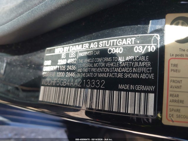 2010 Mercedes-benz E 350 მანქანა იყიდება აუქციონზე, vin: WDDHF5GB4AA213332, აუქციონის ნომერი: 45098475