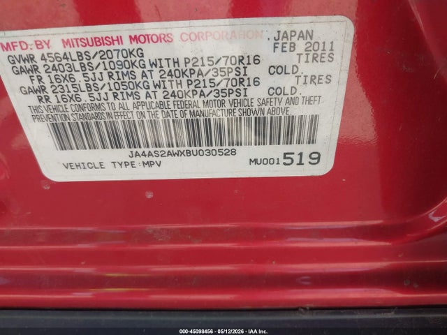 Aukcja sprzedaży 2011 Mitsubishi Outlander Es, vin: JA4AS2AWXBU030528, numer aukcji: 45098456