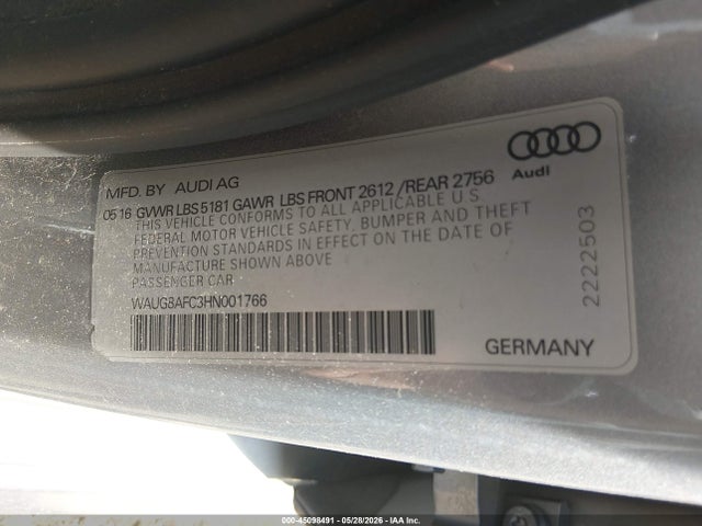 Aukcja sprzedaży 2017 Audi A6 Premium Plus, vin: WAUG8AFC3HN001766, numer aukcji: 45098491