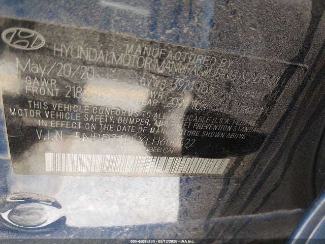 Aukcja sprzedaży 2020 Hyundai Elantra Se, vin: 5NPD74LFXLH600522, numer aukcji: 45098494