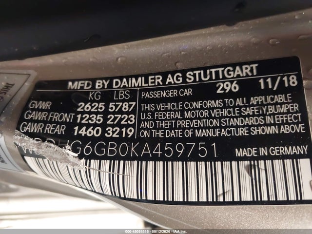 Продажа на аукционе авто 2019 Mercedes-benz S 450, vin: WDDUG6GB0KA459751, номер лота: 45098515