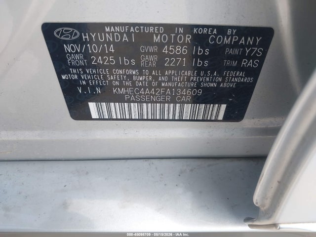 KMHEC4A42FA134609 Hyundai SONATA HYBRID