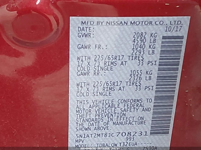 Продаж на аукціоні авто 2018 Nissan Rogue Sv, vin: 5N1AT2MT8JC708231, номер лоту: 45098760