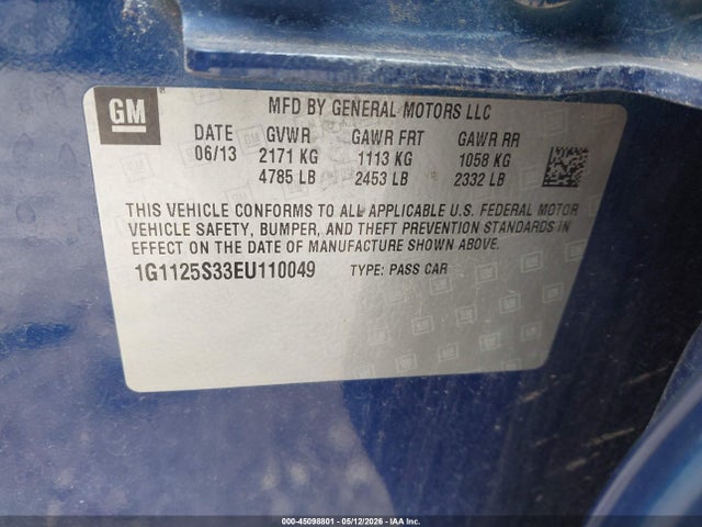 2014 Chevrolet Impala 2lt მანქანა იყიდება აუქციონზე, vin: 1G1125S33EU110049, აუქციონის ნომერი: 45098801